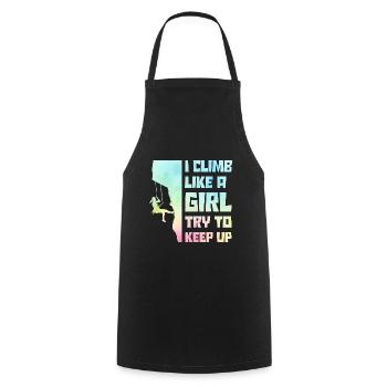 I Climb Like A Girl Try To Keep Up Bouldering Clim - Kochschürze - Schwarz - Vorne - AI Model Male 185 dark (185cm)