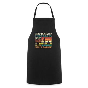 Grillen und Camper Geschenkidee - Kochschürze - Schwarz - Vorne - AI Model Male 185 dark (185cm)