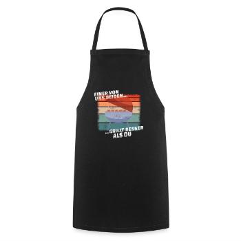 Grillen und Camper Geschenkidee - Kochschürze - Schwarz - Vorne - AI Model Male 185 dark (185cm)