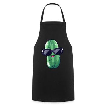 Cornichon kawaii frais avec lunettes de soleil – Drôle - Tablier de cuisine - noir - Devant - AI Model Male 185 dark (185cm)