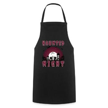 "Haunted Night", Haunted City for Halloween - Cooking Apron - black - Front - AI Model Male 185 dark (185cm)