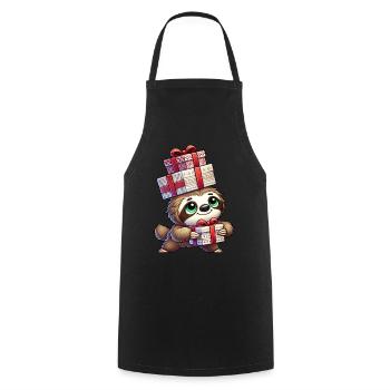 Santa Claus Sloth Christmas Time Celebration - Cooking Apron - black - Front - AI Model Male 185 dark (185cm)