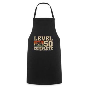 50 Birthday Gift Level 50 Complete - Cooking Apron - black - Front - AI Model Male 185 dark (185cm)