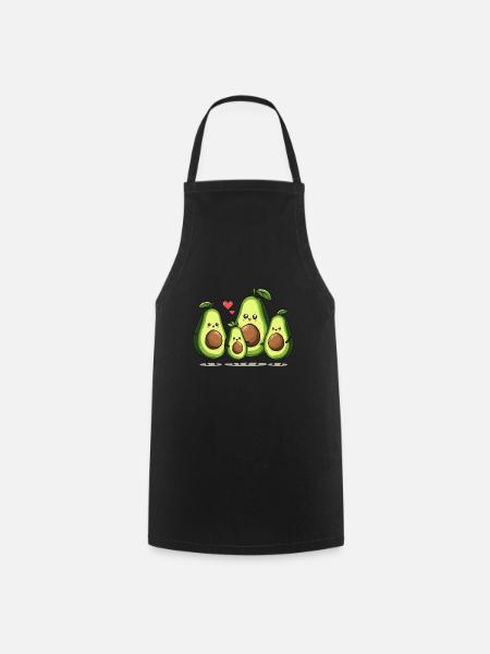 Avocado Familie - Eltern mit zwei Kindern - Kochschürze - Schwarz