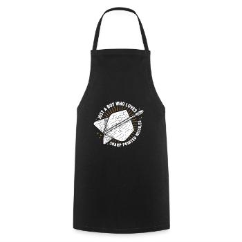 Just A Boy Who Loves Sharp Pointed Missiles Dart P - Cooking Apron - black - Front - AI Model Male 185 dark (185cm)