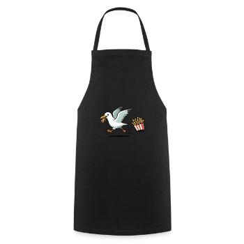 North Sea Seagull Thief French Fries Fries Fries Fast Food - Cooking Apron - black - Front - AI Model Male 185 dark (185cm)