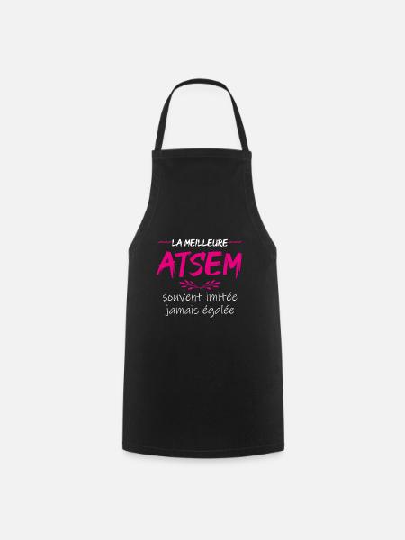 cadeau marrant meilleure atsem métier travail - Tablier de cuisine - noir