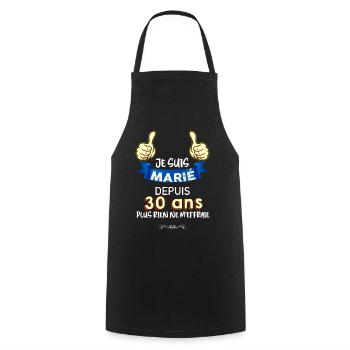 Anniversaire Mariage 30 ans - Tablier de cuisine - noir - Devant - AI Model Male 185 dark (185cm)
