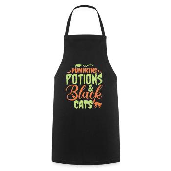 Halloween - Cats and Potions - Cooking Apron - black - Front - AI Model Male 185 dark (185cm)