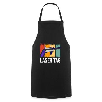 Retro Graphic Lasertag Player Lasertag Phaser Lase - Kochschürze - Schwarz - Vorne - AI Model Male 185 dark (185cm)