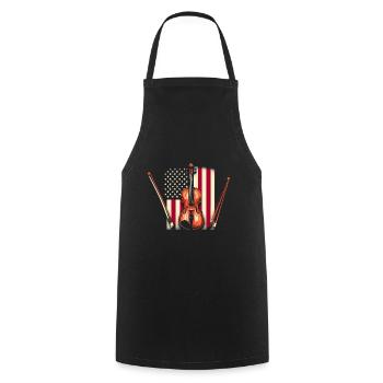 Drapeau américain USA Violon Instrument Violoniste Viole - Tablier de cuisine - noir - Devant - AI Model Male 185 dark (185cm)