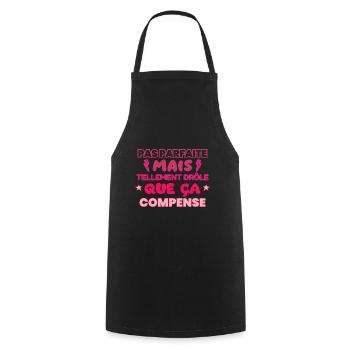 Pas parfaite mais drôle,humour,citation,Drôles - Tablier de cuisine - noir - Devant - AI Model Male 185 dark (185cm)