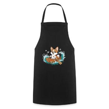 A Corgi Boating Paddle Boat - Cooking Apron - black - Front - AI Model Male 185 dark (185cm)