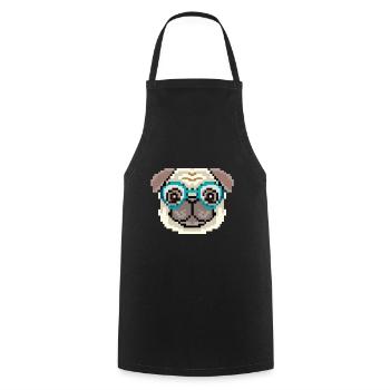 Hipster Pug Pixel Art Dog Lovers - Tablier de cuisine - noir - Devant - AI Model Male 185 dark (185cm)