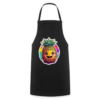 Fashion & more "Ananas" 🍍 - Kochschürze - Schwarz - Vorne - AI Model Male 185 dark (185cm)