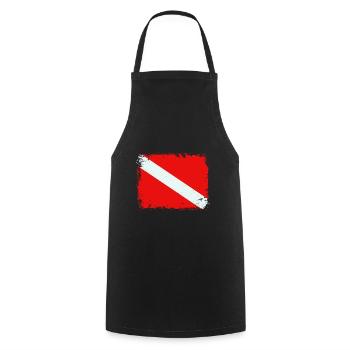 Dive Flag Scuba Diving Underwater Freediving Diver - Kochschürze - Schwarz - Vorne - AI Model Male 185 dark (185cm)