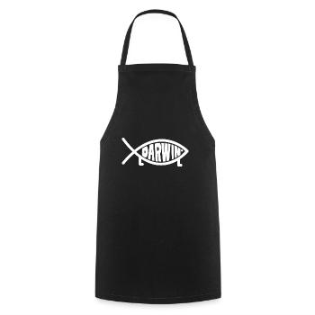 Darwin Fisch mit Beinen - Jesus Fisch - Kochschürze - Schwarz - Vorne - AI Model Male 185 dark (185cm)