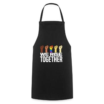 We Rise Together Bisexual Gay Trans Queer Lgbtq Ra - Kochschürze - Schwarz - Vorne - AI Model Male 185 dark (185cm)