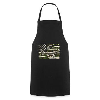 Drapeau américain Pêche au poisson USA Patriot Fisherman A - Tablier de cuisine - noir - Devant - AI Model Male 185 dark (185cm)
