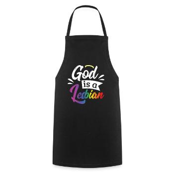 LGBT Gay Pride Lesbian God is a Lesbian - Cooking Apron - black - Front - AI Model Male 185 dark (185cm)
