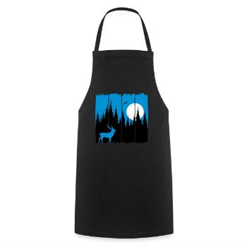 Deer in front of the moon / sun forest dwellers forest roebuck - Cooking Apron - black - Front - AI Model Male 185 dark (185cm)