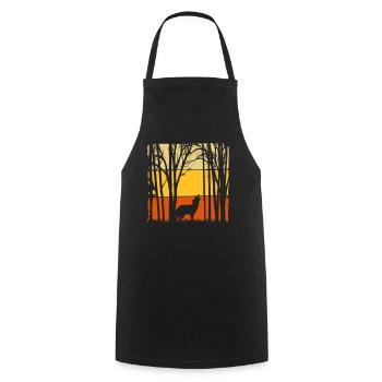 Coucher de soleil avec loup dans la forêt Loups Nature - Tablier de cuisine - noir - Devant - AI Model Male 185 dark (185cm)