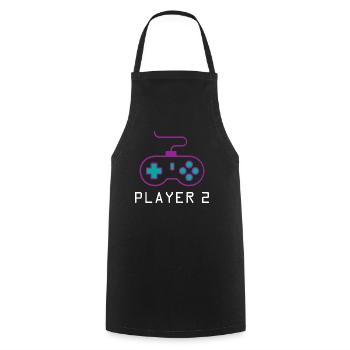 Player 2 Gamer - Cooking Apron - black - Front - AI Model Male 185 dark (185cm)