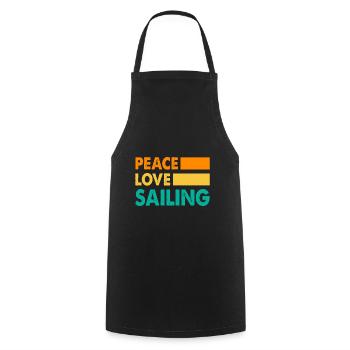 Peace Love Sailing Sailboat Sailor Captain Skipper - Kochschürze - Schwarz - Vorne - AI Model Male 185 dark (185cm)