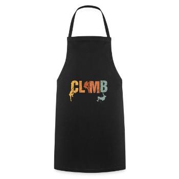Retro Graphic Climbing Bouldering Rock Climber Mou - Cooking Apron - black - Front - AI Model Male 185 dark (185cm)