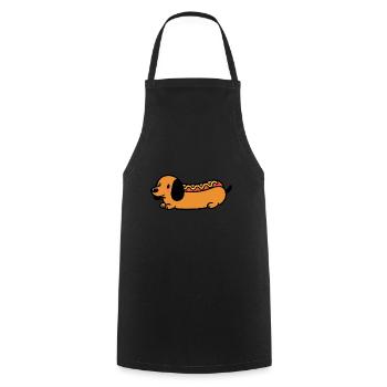 Comic Hund Wiener Hot Dog Dackel Hotdog Senf - Kochschürze - Schwarz - Vorne - AI Model Male 185 dark (185cm)