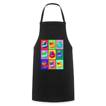 Pop Art Ente, Pop Art Duck - Tablier de cuisine - noir - Devant - AI Model Male 185 dark (185cm)