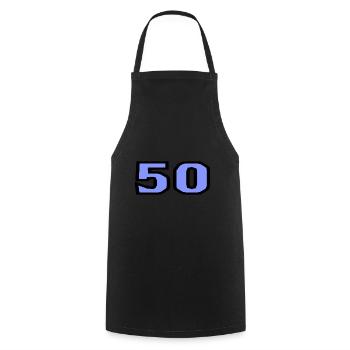 50. 50 YEARS. 50th ANNIVERSARY. 50TH ANNIVERSARY. - Cooking Apron - black - Front - AI Model Male 185 dark (185cm)