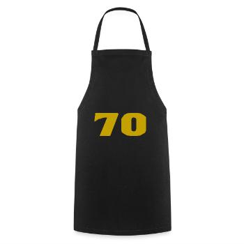 70. 70 YEARS. 70TH ANNIVERSARY. 70TH ANNIVERSARY. - Cooking Apron - black - Front - AI Model Male 185 dark (185cm)