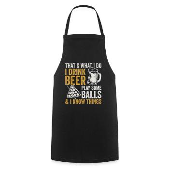 Billard Bier Billardkugel Billardspieler - Kochschürze - Schwarz - Vorne - AI Model Male 185 dark (185cm)