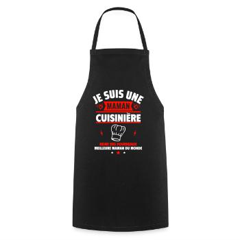 Maman cuisinière, Cadeau fête des mères - Tablier de cuisine - noir - Devant - AI Model Male 185 dark (185cm)