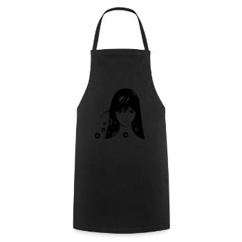 Mädchen Comic - Kochschürze - Schwarz - Vorne - AI Model Male 185 dark (185cm)