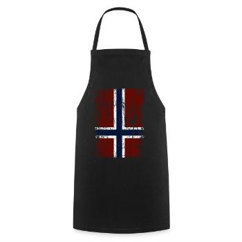Norwegische Flagge hochkant (dunkel) - Kochschürze - Schwarz - Vorne - AI Model Male 185 dark (185cm)