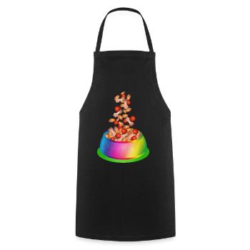 Dog apf in rainbow colours with dog food - Cooking Apron - black - Front - AI Model Male 185 dark (185cm)