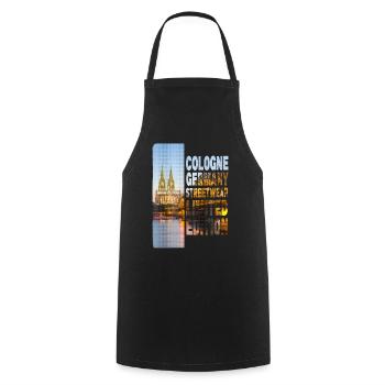 Cologne Allemagne Ville Skyline Accueil Amour - Tablier de cuisine - noir - Devant - AI Model Male 185 dark (185cm)