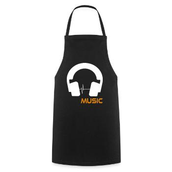 Musikwellen-Headset-Logo - Kochschürze - Schwarz - Vorne - AI Model Male 185 dark (185cm)