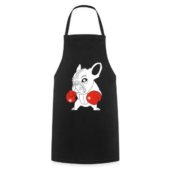 White dog boxer - Cooking Apron - black - Front - AI Model Male 185 dark (185cm)