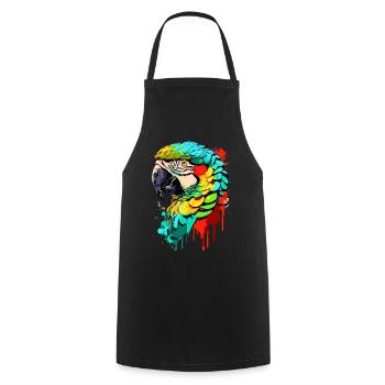 Perroquet coloré - Ara Perroquet - Oiseaux exotiques - Tablier de cuisine - noir - Devant - AI Model Male 185 dark (185cm)