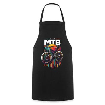 Vibrant MTB Cycling Sunset Design - Cooking Apron - black - Front - AI Model Male 185 dark (185cm)
