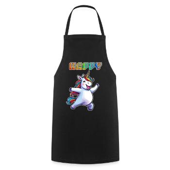 Tanzendes Einhorn Happy - Kochschürze - Schwarz - Vorne - AI Model Male 185 dark (185cm)
