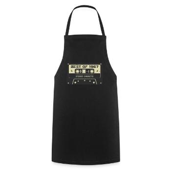 Cassette rétro 1967 vintage 1967 anniversaire 1967 - Tablier de cuisine - noir - Devant - AI Model Male 185 dark (185cm)