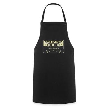 Cassette rétro 2015 millésime 2015 anniversaire 2015 - Tablier de cuisine - noir - Devant - AI Model Male 185 dark (185cm)