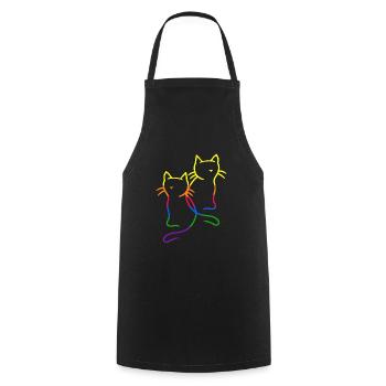 années 80 années 90 Rétro Chats Arc-en-ciel Chat LGBT - Tablier de cuisine - noir - Devant - AI Model Male 185 dark (185cm)