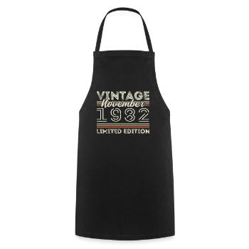 November 1982 Birthday Year November 1982 - Cooking Apron - black - Front - AI Model Male 185 dark (185cm)