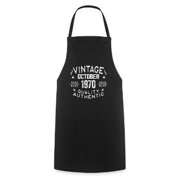 Né en octobre 1970 Cadeau en octobre - 1970 - Tablier de cuisine - noir - Devant - AI Model Male 185 dark (185cm)