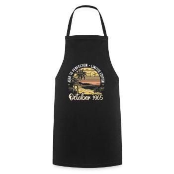 Born in October 1965 Legendary since October 1965 - Cooking Apron - black - Front - AI Model Male 185 dark (185cm)